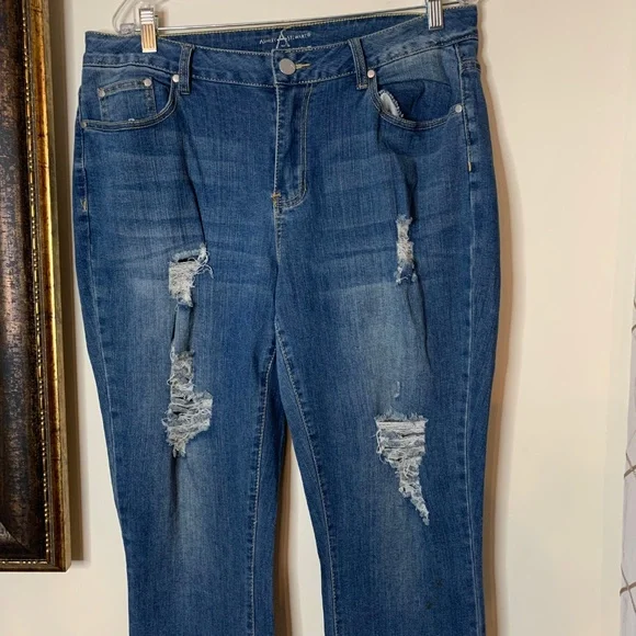 Ashley Stewart Sky High Ankle Blue Denim Jeans, Size 16T - Picture 2 of 8
